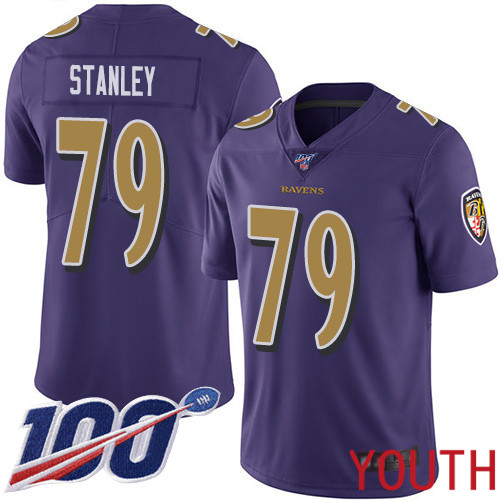 Baltimore Ravens Limited Purple Youth Ronnie Stanley Jersey NFL Football #79 100th Season Rush Vapor Untouchable